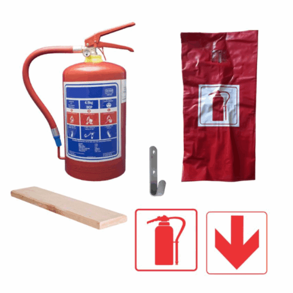 4.5kg DCP Fire Extinguisher with (PVC Cover, Wall Bracket and Signs)