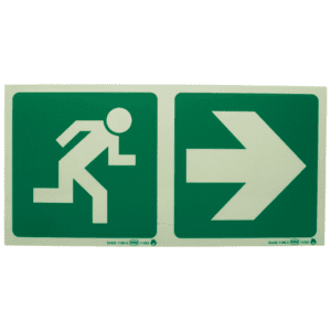 Running man Right with Arrow (Green) PLV 190mmx380mm Sign