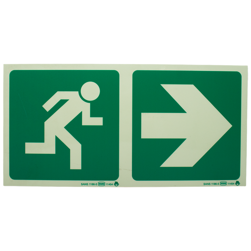 Running man Right with Arrow (Green) PLV 190mmx380mm Sign