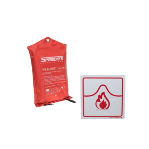 Fire Blanket 1.8*1.8m In Fabric case & Fire Blanket Sign (190 x 190mm) Combo