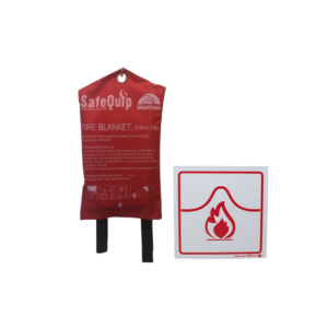 Fire Blanket 0.9m x 0.9m in Fabric Case & Fire Blanket Sign (190 x 190mm) Combo