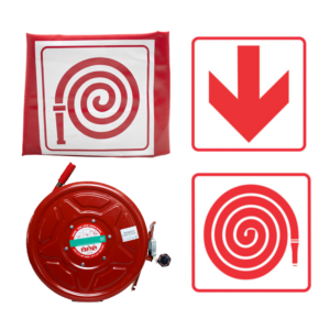 Fire Hose Reel + Fire Hose Reel PVC Cover with Signs