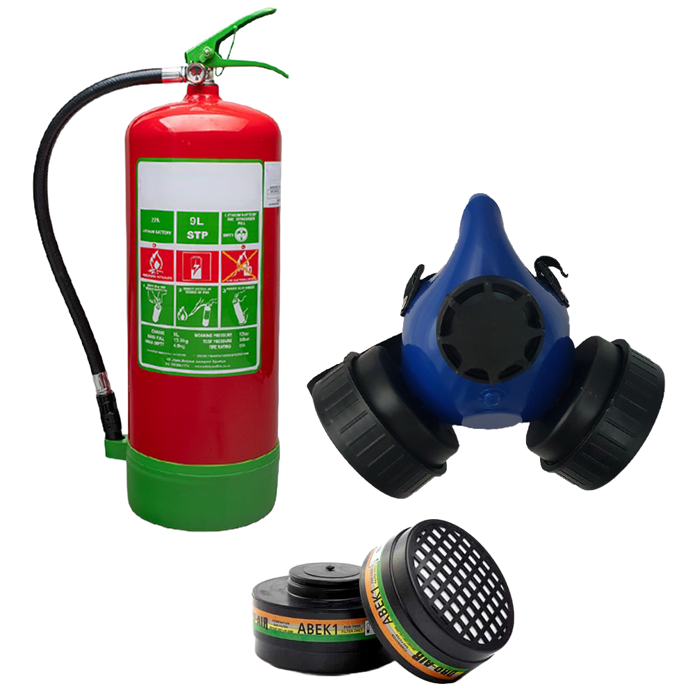 9L Lithium Fire Extinguisher & Mask Combo